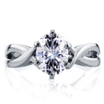 Elegant Yaffie White Gold Oval Moissanite Engagement Ring with Crossover Design