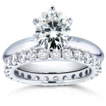 1.5ct Oval Moissanite and 1ct Diamond Bridal Ring Set