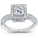 Dazzling Yaffie Engagement Ring with 1 1/2ct TDW Diamonds in White Gold