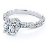 Dazzling Yaffie Diamond Halo Engagement Ring in White Gold, Featuring 1 1/2ct TDW.