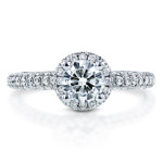 White Gold Diamond Halo Engagement Ring with 1.5ct Total Diamond Weight by Yaffie