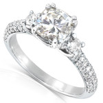 White Gold Forever One Cushion Moissanite Engagement Ring with Diamonds