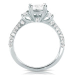White Gold Forever One Cushion Moissanite Engagement Ring with Diamonds