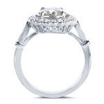 Yaffie White Gold Full Bloom Flower Engagement Ring with Forever One Moissanite Diamond