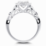 Antique Bridal Set with White Gold, 1 1/3ct TCW Moissanite, Sapphire, and Diamond by Yaffie.