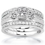 Breathtaking Diamond Bridal Set - Yaffie 3-Ring Wonder, 1 1/3ct TDW in White Gold.