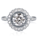 Floral Antique Engagement Ring: Yaffie 1 1/3ct TDW White Gold Diamond Delight