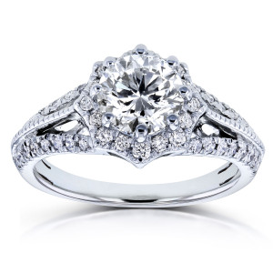 Star-studded Yaffie White Gold Diamond Engagement Ring with 1 1/3ct TDW