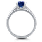 Blue Beauty: Yaffie White Gold Bridal Set with Round 1 1/4ct Blue Sapphire Solitaire
