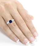 Blue Sapphire Round Solitaire Ring in Yaffie White Gold - 1 1/4ct Sparkle