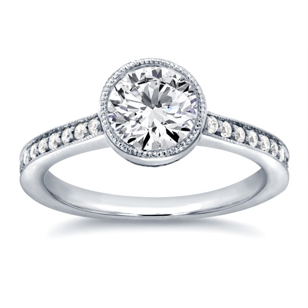 Yaffie White Gold Diamond Engagement Ring - Brilliantly Paved & Bezel-Set