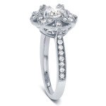 Yaffie White Gold Engagement Ring with Moissanite and Diamonds.