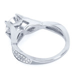 Crisscross Band Engagement Ring with 1 1/4ct TGW Round-cut Moissanite and Diamonds by Yaffie White Gold