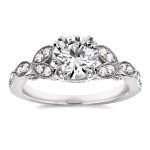 Antique Floral Diamond Engagement Ring - Yaffie White Gold with 1 1/5ct TDW