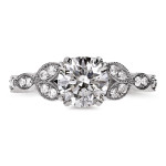 Antique Floral Diamond Engagement Ring - Yaffie White Gold with 1 1/5ct TDW