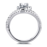Yaffie Swirling Bridal Set with 1 1/5ct TDW Round Diamonds in White Gold Crossover