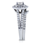 Floral Bridal Set with 1 1/5ct TDW Round Diamonds in White Gold by Yaffie