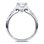 White Gold 1 1/5ct TGW Forever Brilliant Moissanite and Diamond Bridal Set with a Chic Crossover