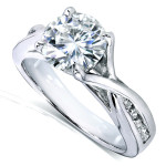 1.2ct Sparkling Moissanite and Diamond Channel Engagement Ring in White Gold by Yaffie