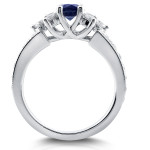 Vintage Bridal Set with Yaffie Blue Sapphire & Diamond in White Gold - 1 1/6ct TCW