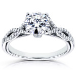 Yaffie White Gold Engagement Ring: 1 1/6ct TCW Moissanite & Diamond Crossover Brilliance