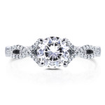 Yaffie White Gold Engagement Ring: 1 1/6ct TCW Moissanite & Diamond Crossover Brilliance