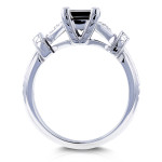 Yaffie ™ Custom 1 1/8ct TDW Princess Black Diamond Vintage Engagement Ring in White Gold