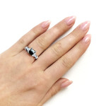 Yaffie ™ Custom 1 1/8ct TDW Princess Black Diamond Vintage Engagement Ring in White Gold