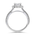 Yaffie Near Colorless Forever One Moissanite Ring with Diamond Halo, 1 2/5ct TCW - in White Gold