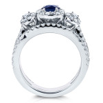 Bridal Trio with Yaffie White Gold, 1 2/5ct TCW Sapphire, and Diamonds.