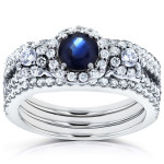 Bridal Trio with Yaffie White Gold, 1 2/5ct TCW Sapphire, and Diamonds.