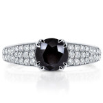 Custom-made Yaffie™ Black & White Diamond Engagement Ring with 1.4ct TDW