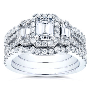 White Gold Diamond Wedding Ring Set by Yaffie - 1.75ct Total Weight