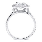 Double Halo Cushion Cut White Gold Engagement Ring with 1.75ct TDW Diamonds by Yaffie