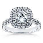 Yaffie White Gold Double Halo Diamond Ring Sparks Romance with 1.75ct TDW