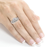 Eternally Stunning Yaffie White Gold Bridal Set with 1 3/4ct Cushion Moissanite & Princess Channel Diamonds