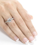Radiant Moissanite & Mixed-Cut Diamond White Gold Engagement Ring - 1 3/4ct TGW