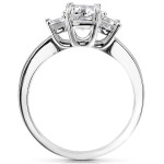 3-Stone Yaffie White Gold Engagement Ring with Emerald-cut Moissanite and Diamond Accents, totaling 1 3/5ct TGW