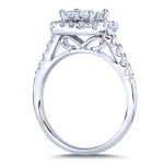 Radiant Yaffie White Gold Diamond Engagement Ring - Featuring a 1 3/8ct TDW Princess Cut and Stunning Quad Halo Design