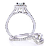White Gold Radiant-Cut Bridal Ring Set with Forever Brilliant Moissanite and Diamond Halo, 1 5/8ct Total Gem Weight