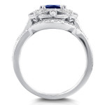 Floral Antique Bridal Set with Yaffie White Gold, 1.875ct TCW Sapphire and Diamond in 3-Piece Design