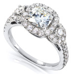 Eternal Beauty - Yaffie White Gold Moissanite & Diamond Halo Engagement Ring