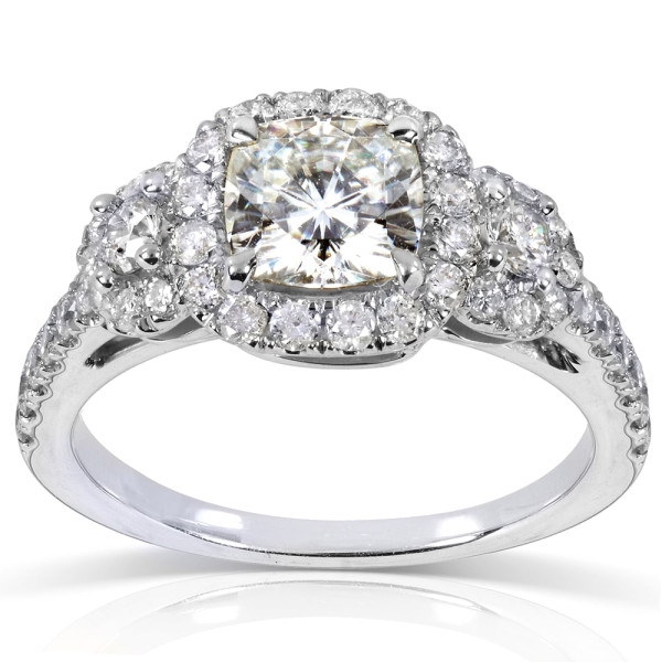 Eternal Beauty - Yaffie White Gold Moissanite & Diamond Halo Engagement Ring