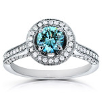 Blue Radiance Diamond Ring with 1 ct TDW set in White Gold