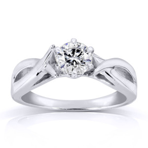 White Gold Diamond Engagement Ring with 1/2 Carat Solitaire by Yaffie