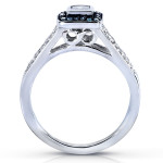 Blue and White Princess-cut Diamond Ring by Yaffie, in 1/2ct White Gold TDW