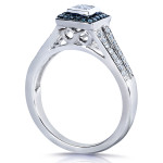 Blue and White Princess-cut Diamond Ring by Yaffie, in 1/2ct White Gold TDW