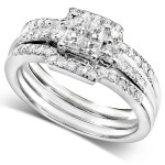 Radiant Yaffie White Gold Diamond Bridal Set - 1/2ct TDW