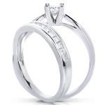 The Regal Yaffie White Gold Bridal Set with Princess Cut and Channel Set Diamonds, totaling 1/2ct TDW.