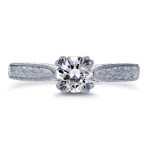 Bask in the timeless vintage charm with Yaffie White Gold 1/2ct TDW Round Diamond Ring.